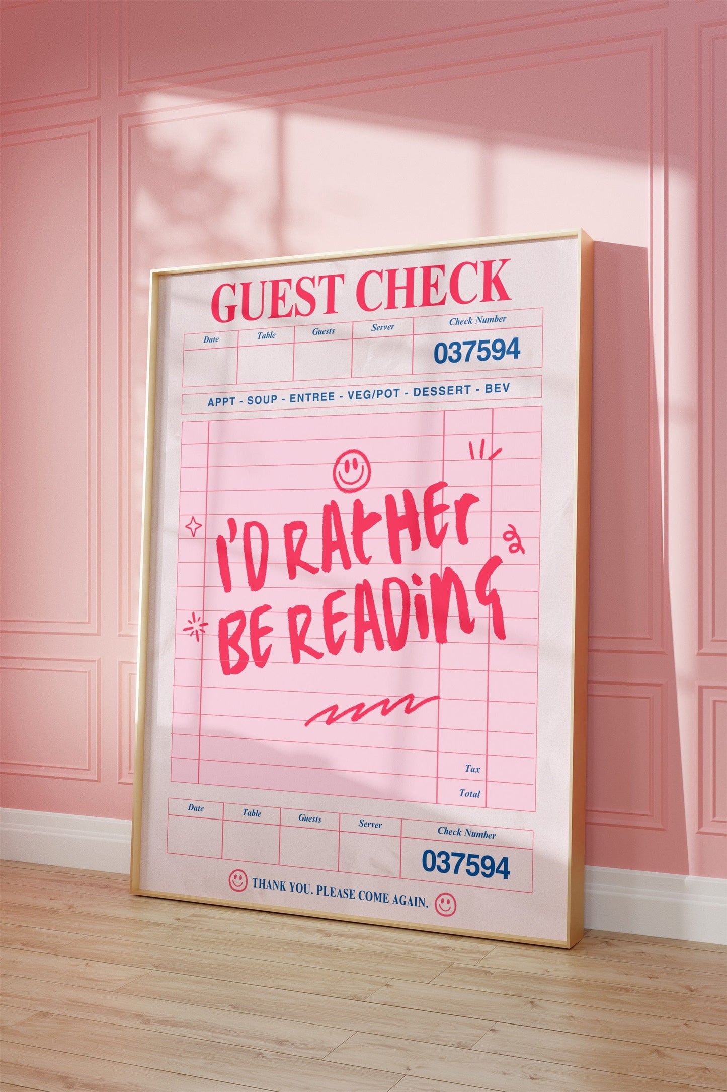 I'd Rather Be Reading - Guest Check Poster